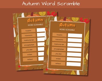Fall Word Scramble Game: Thanksgiving Autumn Activity for Parties and Classrooms (PDF Download)