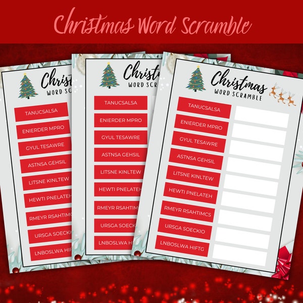 Christmas Word Scramble Game, Printable Christmas Word Scramble, Fun Christmas Game, Printable Word Search, Adult Christmas Party Games