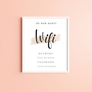 Wifi Password Sign, Editable Wifi Password Sign Template, Printable Wifi Password Sign, Wifi Sign for Airbnb, Guest Wifi Sign, Wifi Sign