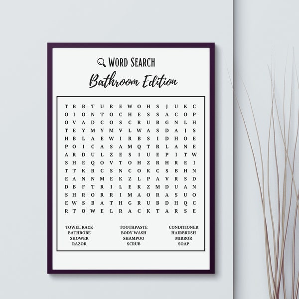 Bathroom Word Search Sign Printable, Forgot Your Phone Bathroom Word Search, Funny Bathroom Sign, Bathroom Wall Art, Bathroom Sign Decor