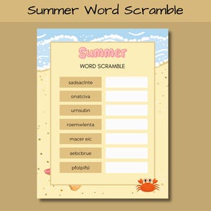 Juego de palabras de verano: Actividad de playa imprimible para niños (Descarga PDF)