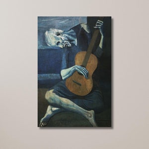 The Old Guitarist 1904, Pablo Picasso Painting, Reproduction Art, Unique Wall Decor, Famous Painting Poster | Canvas Wall Art Home Decor