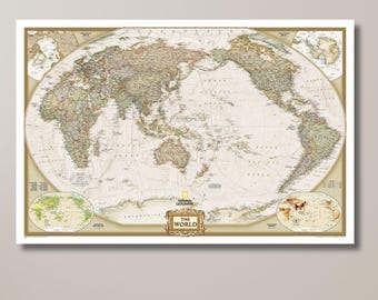 Nat Geo World Map, Elegant Political Map, Map for Study, World Atlas Poster, World Map Canvas,Travel Wall Decor | Canvas Wall Art Home Decor