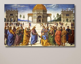 Christ Giving the Keys to St. Peter 1482, Perugino, Renaissance Masterpiece, Christian Art, Religion Artwork | Canvas Wall Art Home Decor