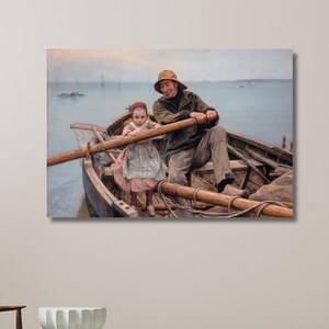 The Helping Hand 1881, Emile Renouf, Sea Art Print, Impressionist Canvas, Reproduction Art, Renouf Painting | Canvas Wall Art Home Decor