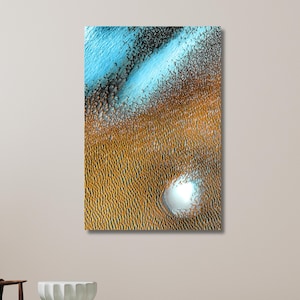 Blue Dunes on the Red Planet, Mars Odyssey, Sun-Warmed Dunes Glow, NASA Mars Poster, Mars Dunes, Planet Mars | Canvas Wall Art Home Decor