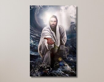 Jesus Reaching Hand, Christ Give Me Hand, Jesus Christ Poster, Christian Art, Religious Art, Christmas Gift | Canvas Wall Art Home Decor