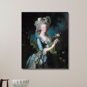 Marie Antoinette with a Rose 1783, Élisabeth Vigée Le Brun, Famous Oil Painting, French Art Poster, Le Brun Art | Canvas Wall Art Home Dekor