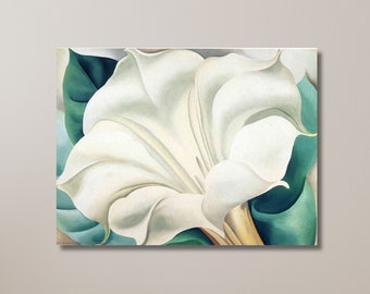 De witte bloem 1932, Georgia O'Keeffe, de witte trompetbloem, Georgia O'Keeffe Art Print, O'Keeffe Painting | Canvas muurkunst woondecoratie