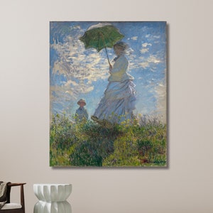 Frau mit Sonnenschirm - Madame Monet und ihr Sohn 1875 (La Spaziergang), Claude Monet, berühmtes Gemälde, Monet Kunst | Leinwand Wand Kunst Home Decor
