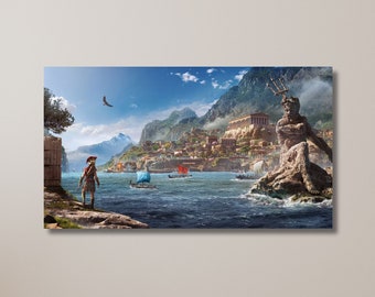 Póster de Poseidón, póster de la antigua Grecia, pintura en lienzo de héroe, decoración de mitología griega, póster de un antiguo asesino, impresión en lienzo, arte de pared, decoración del hogar