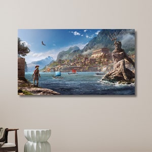 Poseidon Poster, Ancient Greek Poster, Hero Canvas Painting,Greek Mythology Decor,Ancient Assassin Poster Print | Canvas Wall Art Home Decor