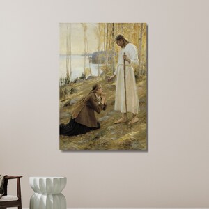 Christ and Mary Magdalene 1890, a Finnish Legend, Albert Edelfelt, Art Reproduction, Realism Paint,Oil Painting | Canvas Wall Art Home Decor