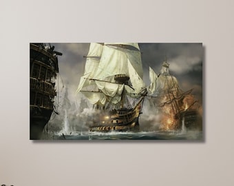 Napoleon Naval Ship, French Imperial Navy, Naval Battle Painting, Sea War Art, Napoleon&#39;s War, Ship War Canvas | Canvas Wall Art Home Decor