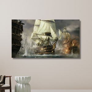 Napoleon Naval Ship, French Imperial Navy, Naval Battle Painting, Sea War Art, Napoleon&#39;s War, Ship War Canvas | Canvas Wall Art Home Decor