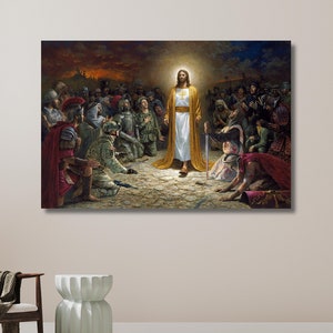 Peace is Coming 2008, Jon Mcnaughton, Warriors Begging Jesus, Jesus Christ Poster, Christian Art, World Peace | Canvas Wall Art Home Decor