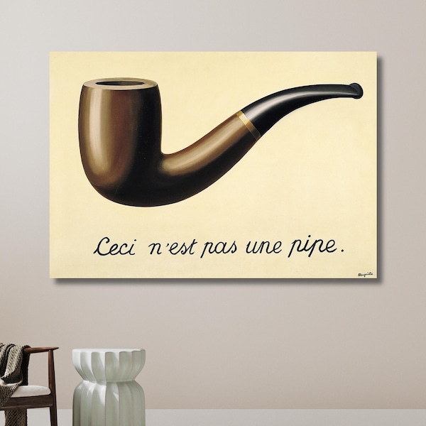 The Treachery of Images 1929, René Magritte, Ceci N’est Pas Une Pipe (This is not a Pipe), Painting Wall Art | Canvas Wall Art Home Decor