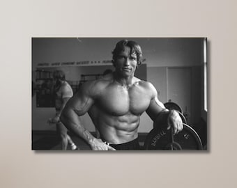Arnold Schwarzenegger, Bodybuilder Motivation, Arnold Schwarzenegger at Gym, Bodybuilding Wall Art, Gym Decor | Canvas Wall Art Home Decor