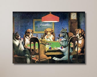 A Friend in Need 1903, Cassius Marcellus Coolidge, Dogs Playing Poker, 5 Dog, Card Games Poster, Painting Art | Canvas Wall Art Home Decor