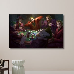 All Jokers Playing Poker, Joker Movie Poster, Joker Wall Art, Comic Book Poster, Joker Painting Canvas | Canvas Wall Art Home Decor