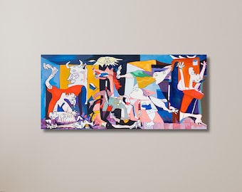 ピカソ（ゲルニカ、1937年）キャンバスアートプリント複製（12.4 x 28