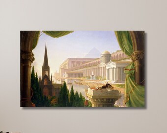 建築家の夢 1940、トーマス・コール、キャンバスに油絵、表現主義アート、ギリシャの風景、コール プリント | キャンバス ウォール アート ホーム デコレーション