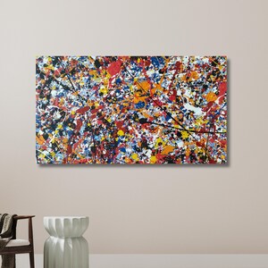 Stampa acrilica in stile Jackson Pollock, arte astratta, pittura espressionista astratta di Pollock, stampa su tela di Pollock / decorazione da parete su tela per la casa
