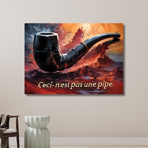 The Treachery of Images Colorful, René Magritte, (AI Generated Artwork), This is not a Pipe, Painting Wall Art | Canvas Wall Art Home Decor
