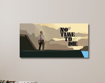 No Time To Die Poster, J Bonds Movie Wall Art, Vibrant Illustration Art, Daniel Craig Canvas, Bond Movie Poster | Canvas Wall Art Home Decor
