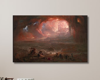 ポンペイとヘルクラネウムの破壊 1822、ジョン・マーティン アート、古代ローマのポスター、ベスビオ山の絵画 | キャンバス ウォール アート ホーム デコレーション