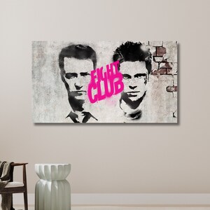 Club Movie Poster, Tyler Durden vs Narrator Artwork, Fight Club Graffiti, Movie Wall Decor, Action Movie Poster | Canvas Wall Art Home Decor
