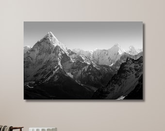 Mount Everest, Top of Everest Poster, Nepal View, Everest Basecamp, Himalaya Art Canvas, Landscape from Nature | Canvas Wall Art Home Decor