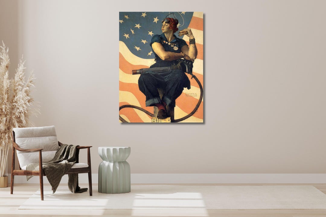 Roz Ritter Art Work Rosie the Riveter 1943, Norman Rockwell Art, Vintage WWII Icon ...