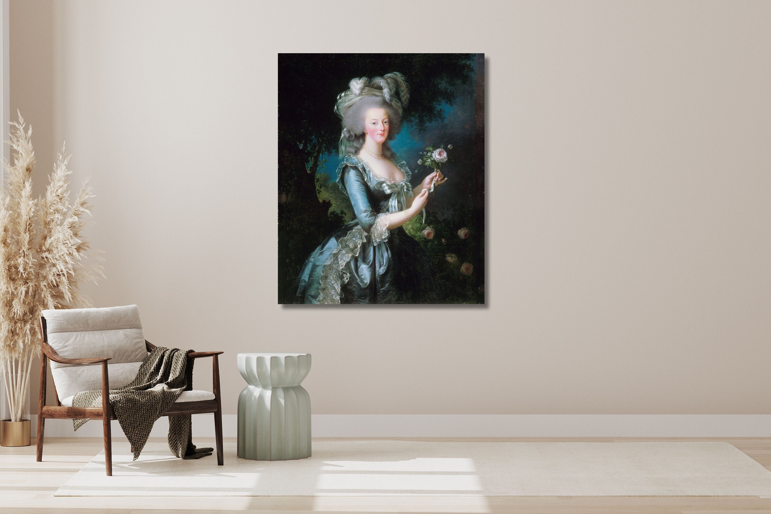 Marie Antoinette with a Rose 1783, Élisabeth Vigée Le Brun, Famous Oil Painting, French Art Poster, Le Brun Art | Canvas Wall Art Home Dekor