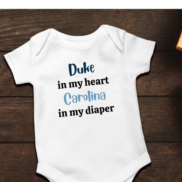 Duke Baby outfit, Duke Blue Devils, UNC Tarheel, Team Rival, North Carolina, Funny Baby outfit, Baby shower, baby boy, baby girl