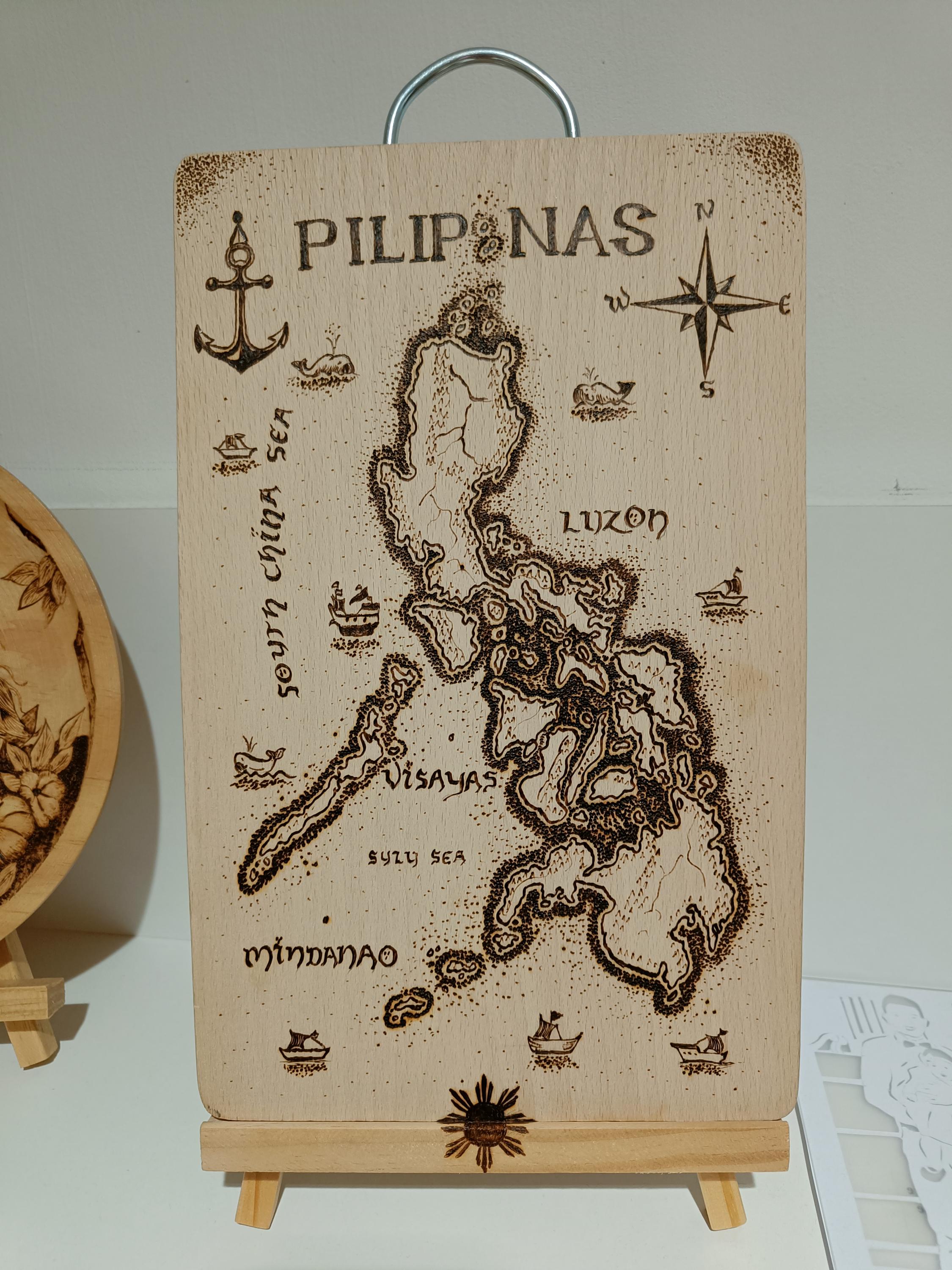 Woodburned Philippine Map Filipino Gift Pyrography Art Woodburning ...