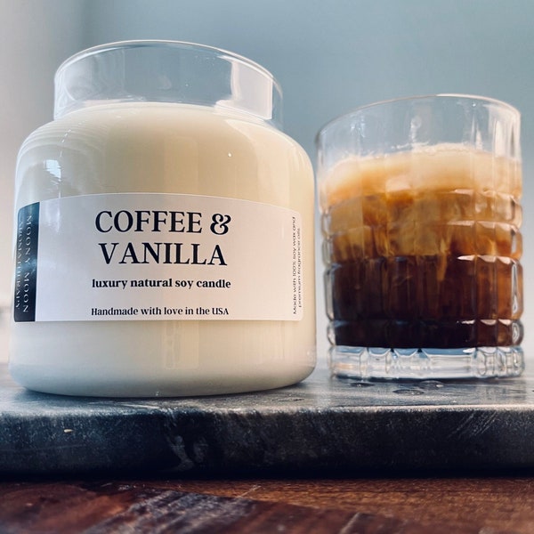 Coffee & Vanilla Soy Candle | Soy Wax Candle | Candle Gift For Woman | Spa Scented Candles | Scent For Home Decor | Handmade | 12oz - 18oz