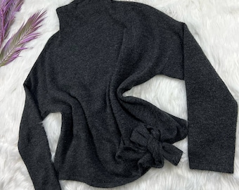 Fuzzy Side Tie Sweater