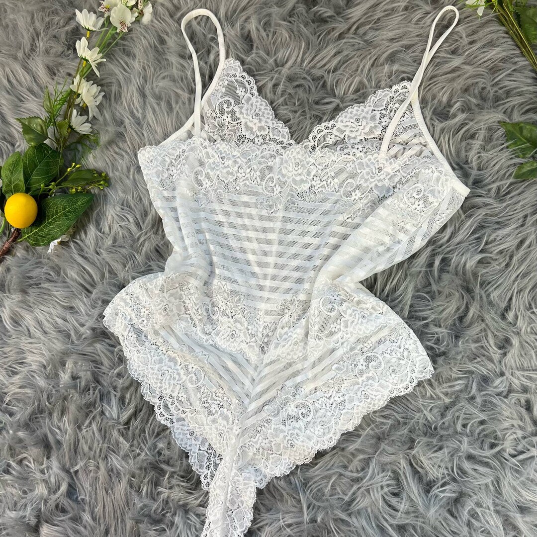 White Lacey Teddy One Piece Lingerie - Etsy