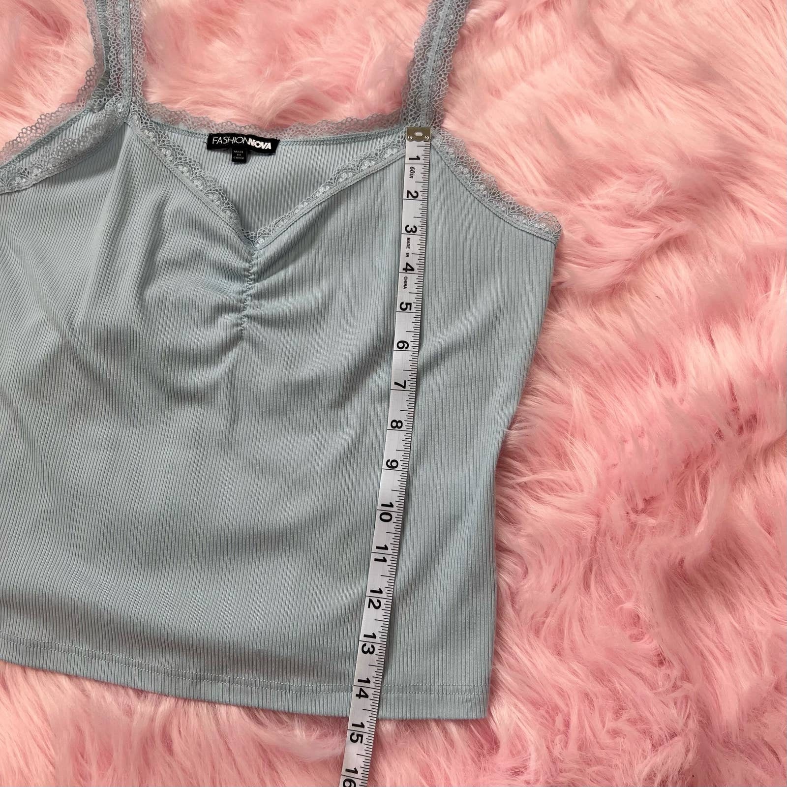 Baby Blue Crop Tank With Lace Details Etsy