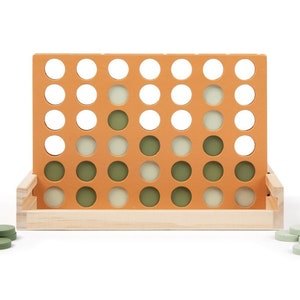 Wooden 4 in a Row Game Aesthetic Board Games-Wooden Connect Four-Neutral Coffee Table Decor Portable Travel Games for Kids & Adults image 8