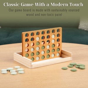 Wooden 4 in a Row Game Aesthetic Board Games-Wooden Connect Four-Neutral Coffee Table Decor Portable Travel Games for Kids & Adults Bild 5