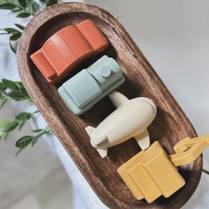 Neutral Vehicle Bath Toys-Mold Free Bath Toys-Toddler Bath Time-Car, Plane, Excavator, Train-Silicone Non Toxic-Bath Toys-Water Toys image 9