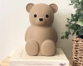 Neutral Silicone Teddy Bear Coin Bank for Kids, Baby, and Toddler. Unbreakable Piggy Bank for Kids -Nursery Decor