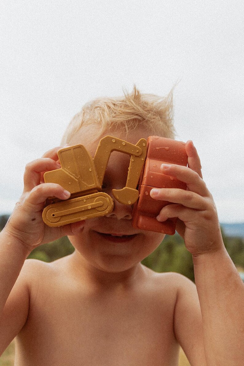 Neutral Vehicle Bath Toys-Mold Free Bath Toys-Toddler Bath Time-Car, Plane, Excavator, Train-Silicone Non Toxic-Bath Toys-Water Toys image 4