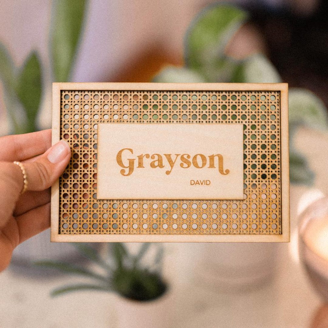 Rectangle For Names Designs Custom Personalized Rectangle Rattan Wood Name Sign - Etsy