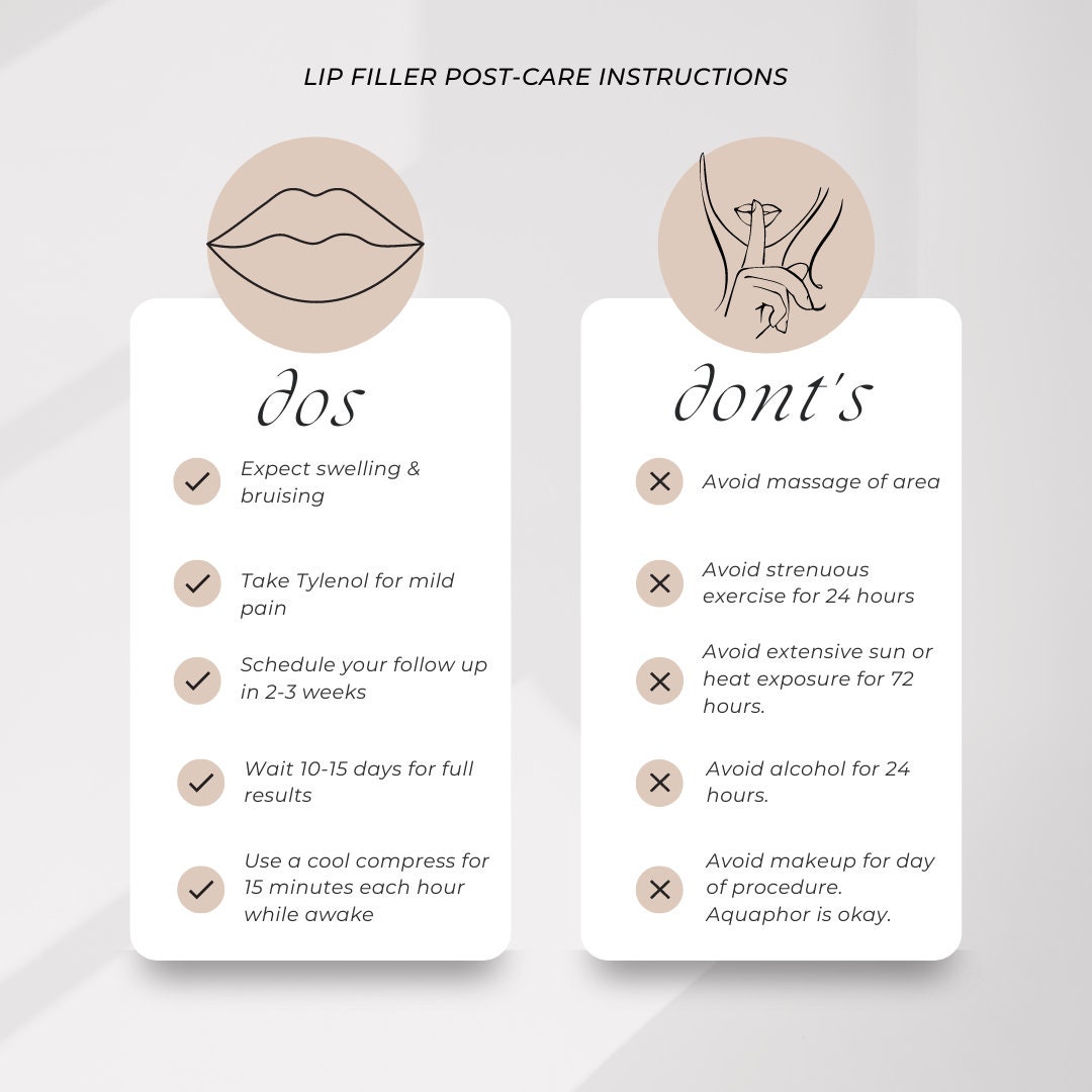 Lip Filler Post Care Instructions Template CANVA Template Download Etsy