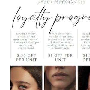 Mall för flygblad för lojalitetsprogram för Botox/Neurotoxin