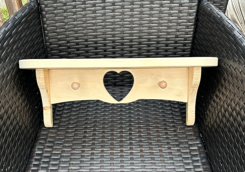 Rustic Wooden Heart Shelf With Peg Hangers Etsy