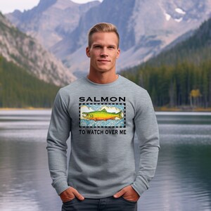 Salmon Lovers Unisex Heavy Cotton Sweat camisa, regalo de pescador, camisa al aire libre, regalo de camisa de camping, camiseta de pesca para campistas, senderismo